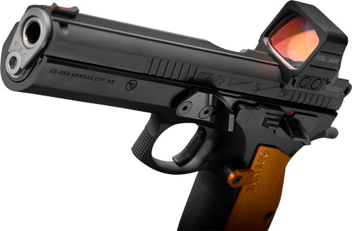 CZ CUSTOM TS ORANGE CUSTOM 9MM – 5.2″ 19RD BLACK HOLOSUN COMP