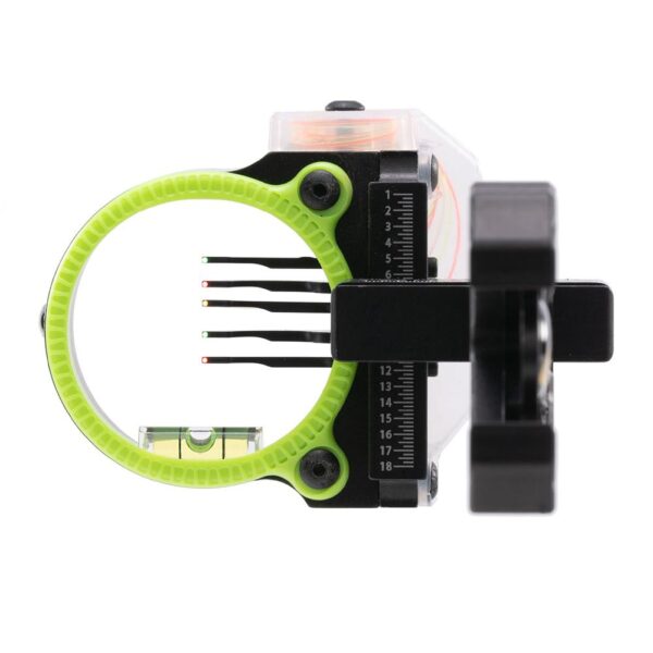 Black Gold Rush Archery Sight 5 .019 Pins 4″ Dovetail with 3rd Axis Micro .019 RH Black