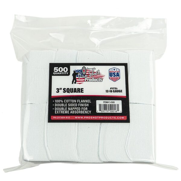 Pro-Shot 3″ Square 100% Cotton Patches 500/ct