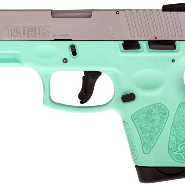 Taurus G2S Handgun 9mm Luger 7rd Magazines 3.2″ Barrel Stainless Slide/Cyan Grip