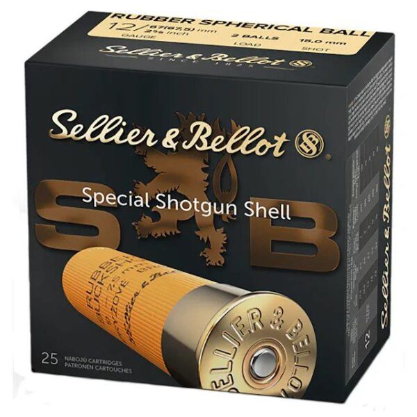 Sellier & Bellot Rubber Buckshot 12 ga 2-3/4″ 2 ball Rubber 25/ct