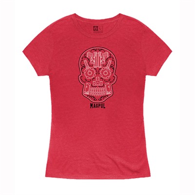 WOMEN’S SUGAR SKULL BLEND T-SHIRT RED HEAHTER 2XL