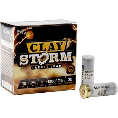 CLAY STORM 12 GAUGE 2-3/4” 1-1/8OZ #7.5 SHOT 1200 FPS 25/BOX