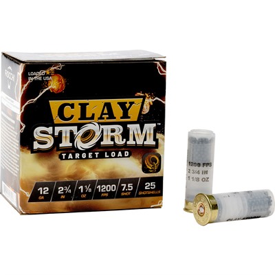 CLAY STORM 12 GAUGE 2-3/4” 1OZ #7.5 SHOT 1200 FPS 25/BOX