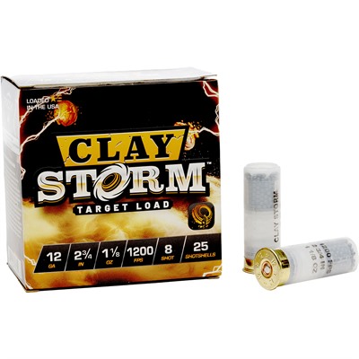 CLAY STORM 12 GAUGE 2-3/4” 1-1/8OZ #8 SHOT 1200 FPS 25/BOX