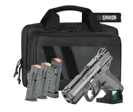 SMITH & WESSON M&P 9 SHIELD X BUNDLE MS PISTOL 3.6″ SAVIOR BAG, VIRIDIAN RFX11, 3-13RD, 1-15RD MAG