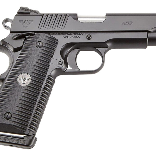 Wilson Combat ACPFS45A ACP Full-Size SAO 45 ACP 5″ 8+1 Black Armor-Tuff Carbon Steel Frame/Slide Black G10 Eagle Claw Grips Ambi Thumb Safety