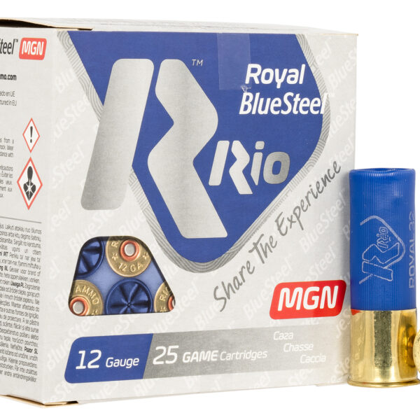 Rio Ammunition RBSM324 Royal BlueSteel  12Gauge 3″ 1 1/8oz 4Shot 25 Per Box/10 Case