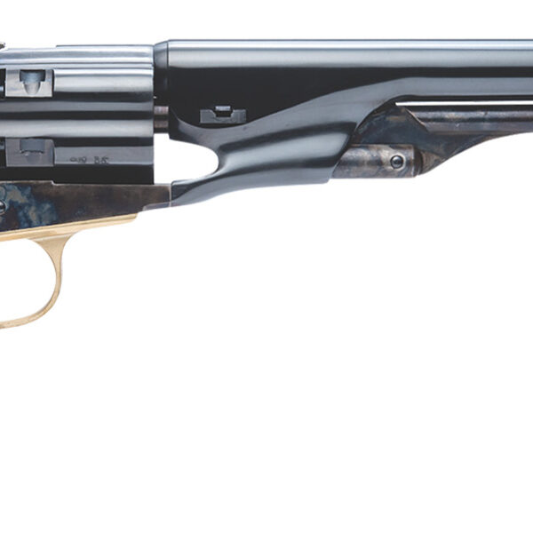 Cimarron CA041 1860 Army .44 Cal 6 Shot, 8″ Blued Round Steel Barrel, Blued Engraved/Fluted Cylinder, Color Case Hardened Steel Frame, Smooth Walnut Grip, Exposed Hammer