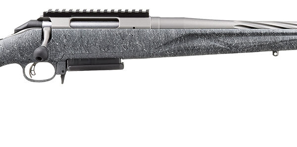 Ruger 46915 American II Full Size 300 Win Mag 3+1 20″ Cobalt Cerakote Spiral Fluted Threaded Barrel & Alloy Steel Receiver w/Picatinny Rail, Gray Splatter Adj LOP Synthetic Stock