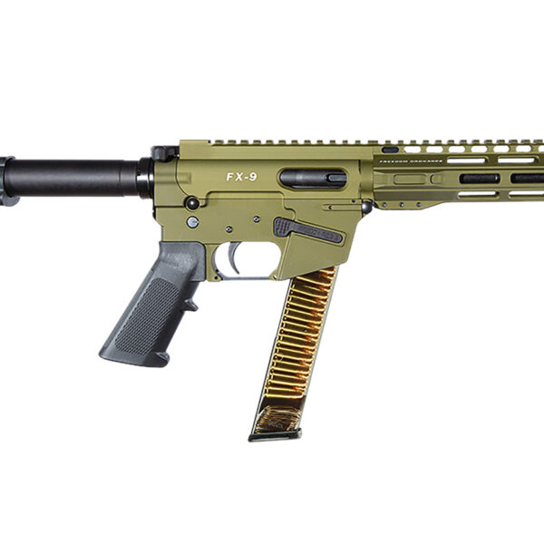 FREEDOM ORDNANCE FX9P8SBM-ODG FX9  9mm Luger 32+1 8″ Black Nitride Barrel, M-LOK Handguard, OD Green Aluminum Receiver w/Picatinny Rail, OD Green Polymer SB Mini Brace, Black AR15 Grip