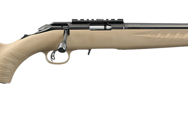 Ruger 8370 American Rimfire 22 WMR 15+1 16″ Satin Blued Threaded Barrel & Alloy Steel Receiver w/Picatinny Rail, Black/FDE High Comb Synthetic Stock, Thread Protector
