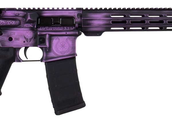 Shark Coast Tactical 300-133-1000-25 Valkyrie 5.56 NATO 30+1 16″ Black Melonite Threaded Barrel, Distressed Purple Cerakote w/Norse Engraving Aluminum Receiver w/Picatinny Rail, M-LOK Handguard, Magpu