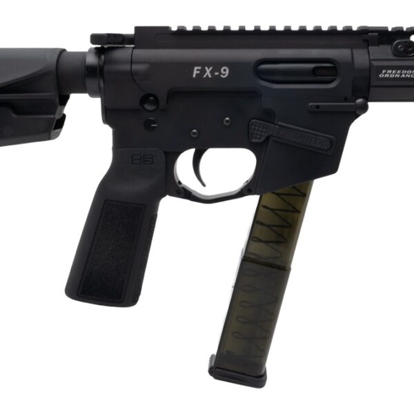 Freedom Ordance FX9P4E-BLK FX9P Elite 9mm Luger 4″ Black Nitride Threaded Barrel, Black Anodized Aluminum Receiver w/Picatinny Rail, M-LOK Handguard, Black Polymer SB Tactical SBA5 Brace, Black Polyme