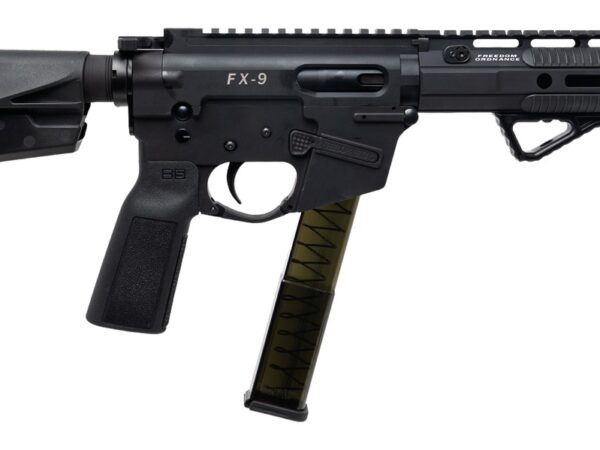 Freedom Ordance FX9P8E-BLK FX9P Elite 9mm Luger 8″ Black Nitride Threaded Barrel, Black Anodized Aluminum Receiver w/Picatinny Rail, M-LOK Handguard, Black Polymer SB Tactical SBA5 Brace, Black Polyme