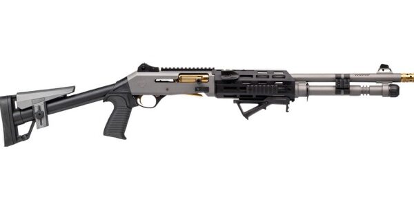 Panzer Arms PAM4NCSGGTMFSS M4 Pro AI Semi-Auto 3″ 5+1 18.50″ Gray Ported Barrel, Gray w/ Gold Titanium Accents Aluminum Receiver w/Picatinny Rail, Skeleton Stock
