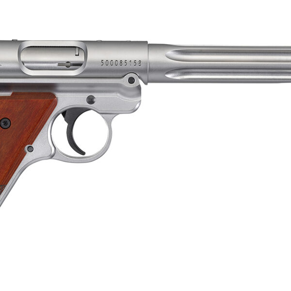 Ruger 40118 Mark IV Hunter 22 LR 10+1 6.88″ Satin Stainless Fluted Bull Barrel, Satin Stainless Steel Frame, Drilled & Tapped Receiver, Checkered Laminate Grip, Right Hand