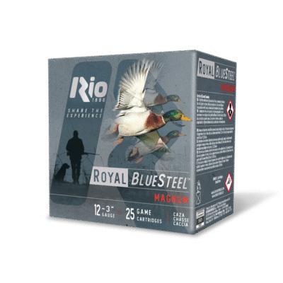 Rio Royal BlueSteel Magnum High Velocity Shotshell 12ga 3″ 1-1/5oz 1450 fps #4 25/ct