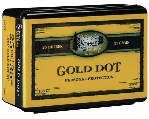 Speer Gold Dot Personal Protection Handgun Bullets .25 cal .251″ 35 gr GDHP 100/ct