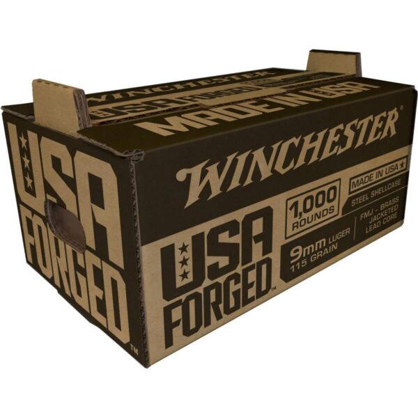 Winchester USA Forged – Steel Case Handgun Ammunition 9mm Luger 115gr FMJ 1190 fps 1000/ct