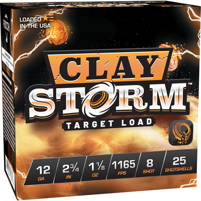 CLAY STORM 12 GAUGE 2-3/4” 1-1/8OZ #8 SHOT 1165 FPS 25/BOX