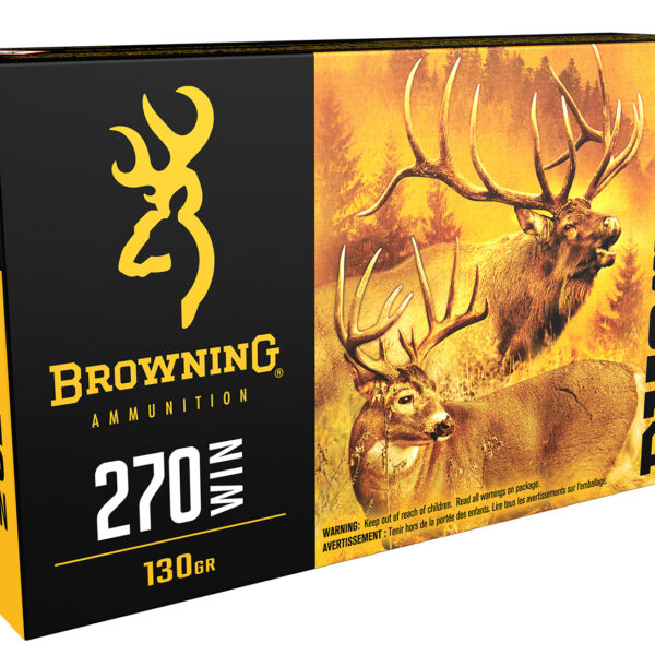 Browning Ammo B192402701 BXS Copper Expansion 270Win 130gr Lead Free Solid Expansion Polymer Tip 20 Per Box/10 Case