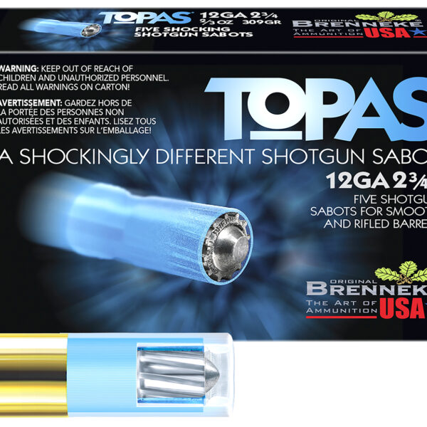 Brenneke SL122TOP TOPAS 12Gauge 2.75″ 2/3oz Sabot Slug Shot 5 Per Box/50 Case