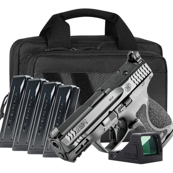 SMITH & WESSON M&P 9 COMPACT M2.0 NTS O.R. 3.6″ VIRIDIAN OPTIC, SAVIOR BAG, 5-15RD MAGS