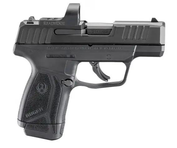 RUGER MAX-9 MANUAL SAFETY READYDOT OPTIC 9MM PSTL 3.2″ BLACK 1-12RD MAG