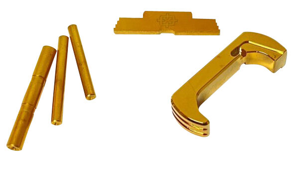 Cross Armory CRG4OKGD 3 Piece Kit Extended Compatible w/Glock Gen4 Gold Anodized Steel/Aluminum Pistol