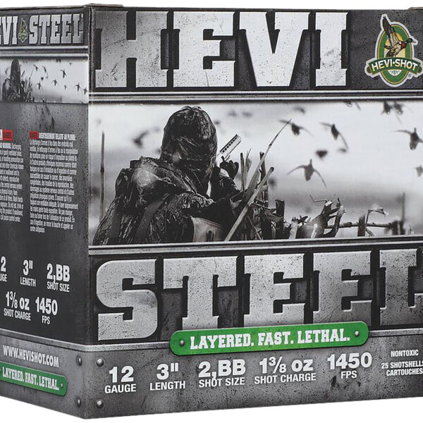 HEVI-Shot HS60288 HEVI-Steel Waterfowl 12Gauge 3″ 1 3/8oz 2/BBShot 25 Per Box/10 Case