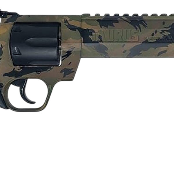Taurus 2-357081RH-DTSC Raging Hunter Large 357 Mag/38 Special +P 7 Shot 8.37″ Camo Picatinny Rail/Ported Barrel, Matte Black Cylinder, Camo Alloy Steel Frame, Transfer Bar Safety, Exposed Hammer