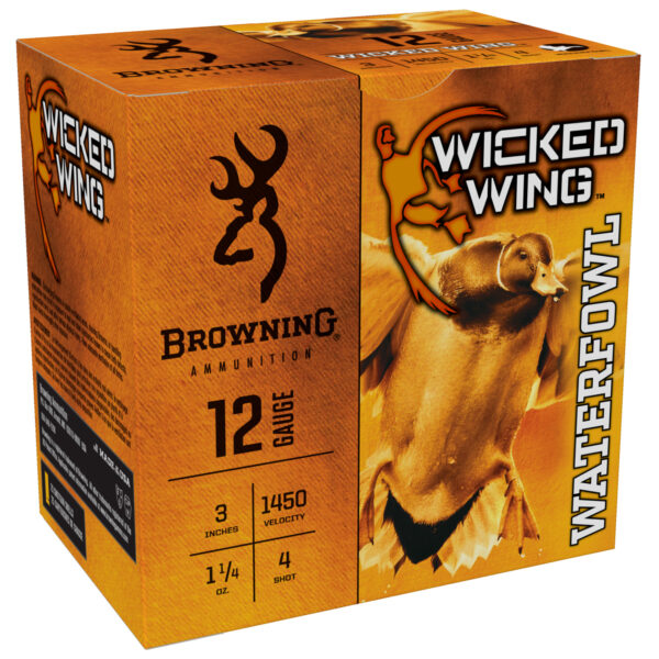 Browning Ammo B193421234 Wicked Wing  12Gauge 3″ 1 1/4oz 4Shot 25 Per Box/10 Case