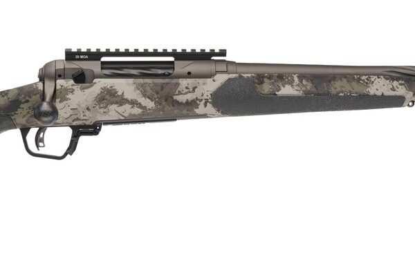 Savage Arms 32570 110 Core Hunter Pro 243 Win 3+1 20″ Spiral Fluted Barrel, Savage Woodland Camo AccuStock w/AccuFit V2 Synthetic Stock, Right Hand