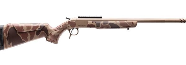 CVA CR4446D Cascade Takedown 300 Blackout 1rd 20″ Flat Dark Earth Cerakote Stainless Steel Threaded Barrel & Receiver w/Picatinny Rail, Duck Camo Synthetic Stock