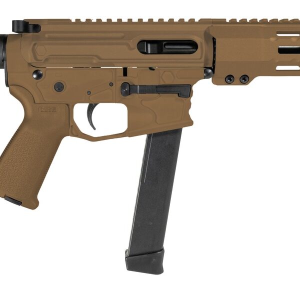 Shark Coast Tactical SCC06735SPFDE9 Sneeky Pete 9mm Luger 30+1 5.50″ Black Melonite Threaded Barrel, Flat Dark Earth Cerakote Receiver, SB Tactical SBA3 Brace