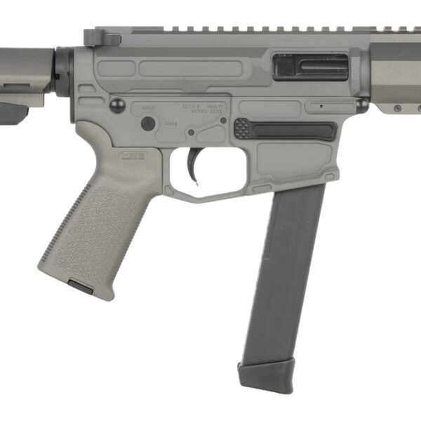 Shark Coast Tactical SCC06780SP9NGY Sneeky Pete 9mm Luger 30+1 5.50″ Black Melonite Threaded Barrel, Gray Cerakote Receiver, SB Tactical SBA3 Brace