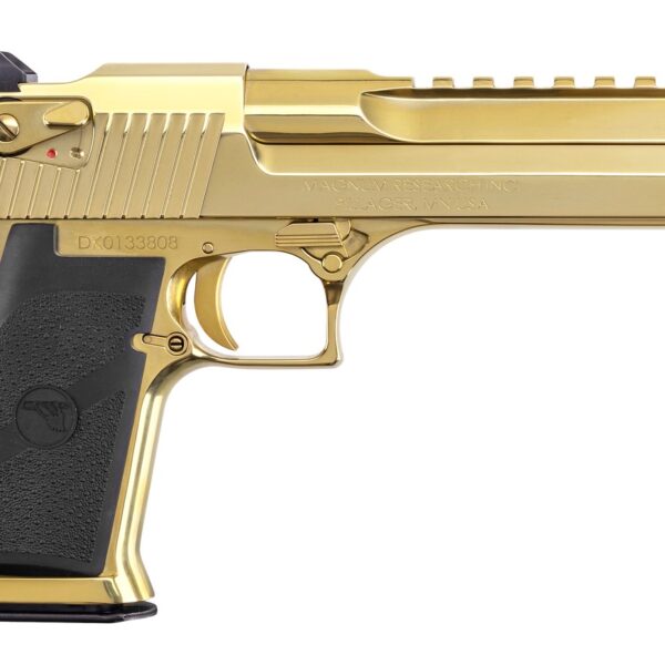 Magnum Research DE44ZNG Desert Eagle Mark XIX 44 Mag 7+1 6″ Picatinny Rail Barrel, Gold Zirconium Nitride Serrated Slide & Frame