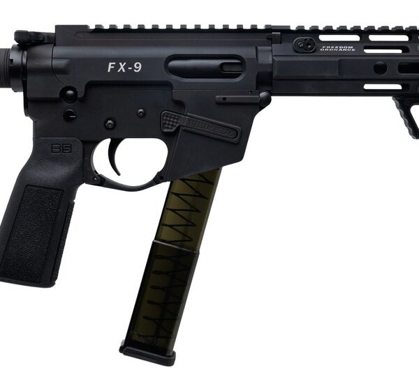 Freedom Ordance FX9P10E-BLK FX9P Elite 9mm Luger 10″ Black Nitride Threaded Barrel, Black Anodized Aluminum Receiver w/Picatinny Rail, M-LOK Handguard, Black Polymer SB Tactical SBA5 Brace, Black Poly