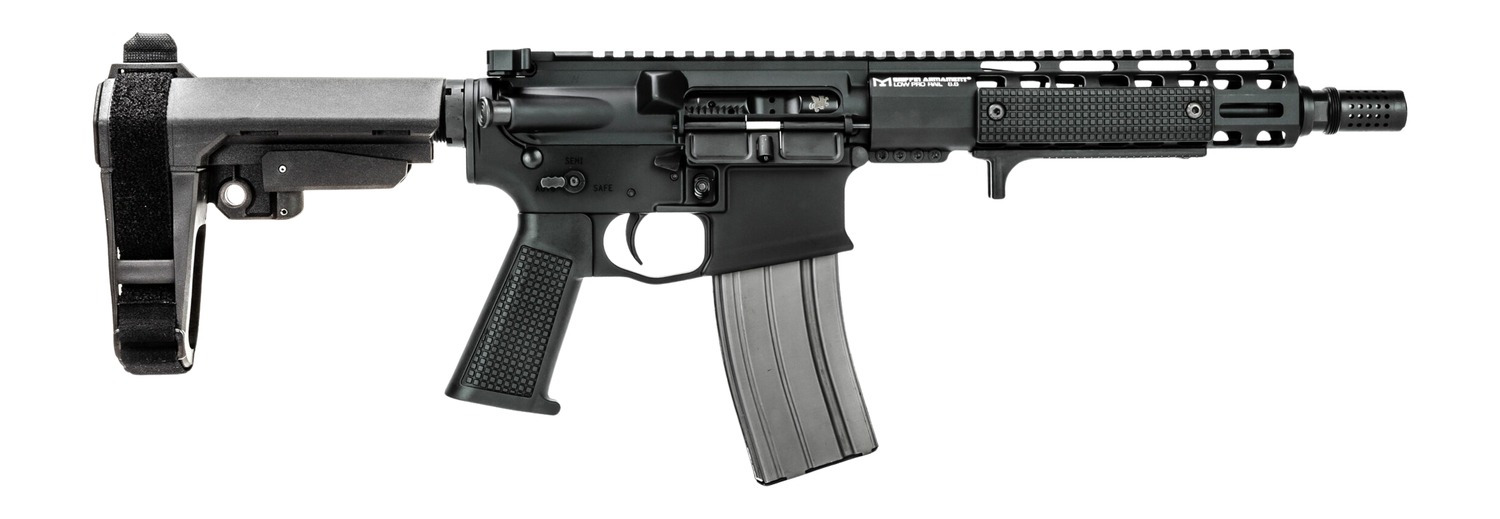 Griffin Armament MK2PSD30095P-W MK2 PSD 300 Blackout 9.50" Threaded Barrel, Black Anodized Aluminum Receiver w/Picatinny Rail, M-LOK Handguard, Black Polymer SBA3 Brace, Black A3 Grip, Ambidextrous
