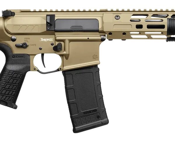 CMMG 30A0ED0-CT Zeroed Banshee Mk4 300 Blackout 30+1 6.50″ Black Nitride Threaded Barrel, Coyote Tan Cerakote Aluminum Receiver w/Picatinny Rail, M-LOK Handguard, Black Polymer CMMG RipBrace, CMMG Zer