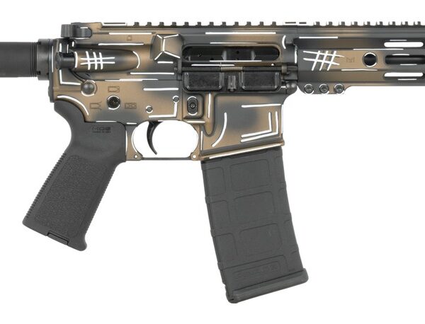Shark Coast Tactical SCC07060ANBRN-P Anime-15 Bronze 5.56 NATO 30+1 10.50″ Black Nitride Threaded Barrel, Aluminum Receiver w/Picatinny Rail, M-LOK Handguard, Polymer SB Tactical SBA3 Brace, Polymer G