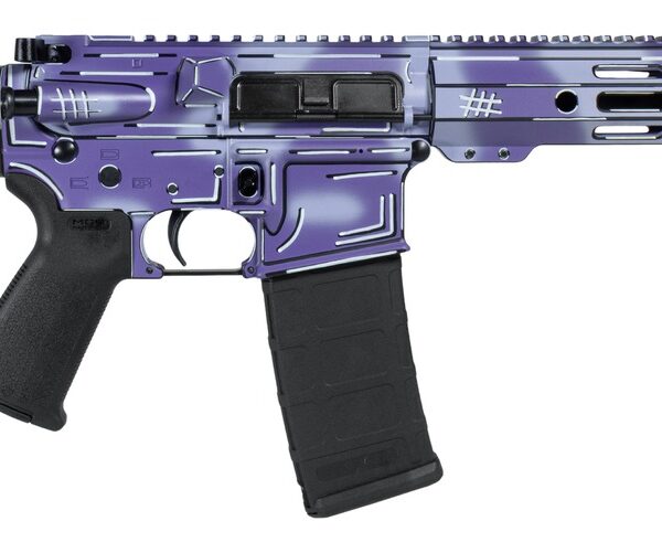 Shark Coast Tactical SCC06278APUR-P Anime-15 Purple 5.56 NATO 30+1 10.50″ Black Nitride Threaded Barrel, Purple Cerakote Aluminum Receiver w/Picatinny Rail, M-LOK Handguard, Polymer SB Tactical SBA3 B