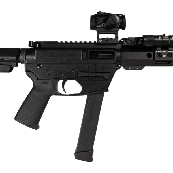 Shark Coast Tactical SCC8110CABLK-S Creepy Andrew 9mm Luger 30+1 Aluminum Receiver Picatinny Rail Receiver Black Polymer SB Tactical SBA3 Brace