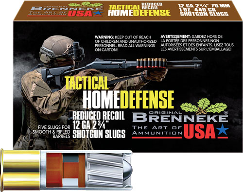 BRENNEKE USA REDUCED RECOIL – 12GA 2.75″ 1OZ SLUG 5RD 50BX/C
