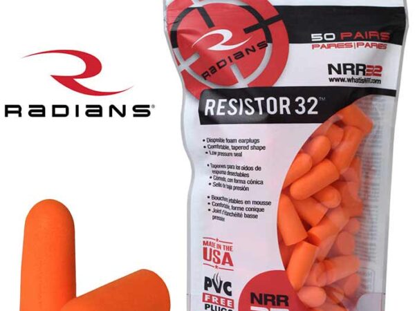 Resistor 32 Foam Disposable Earplugs NRR32DB ANSI S3.19 50 Pair Count Bag Hi-Vis
