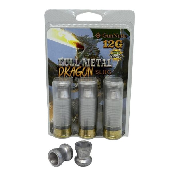 GunNutts Full Metal Dragon Slug With Dragon’s Breath Shotshell Ammunition 12ga 2-3/4” Slug 3/ct