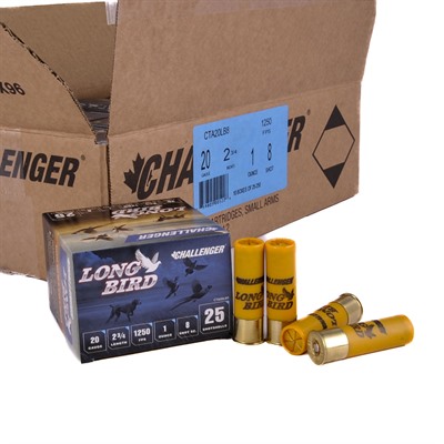 LONG BIRD 20 GAUGE 2-3/4” 1OZ #8 SHOT 1250 FPS 250/CASE