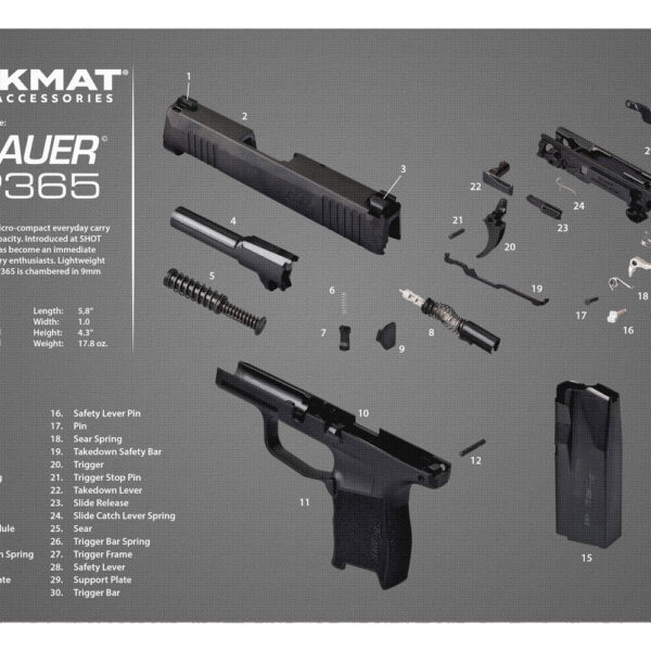 TekMat TEKR17SIG9365 Sig Sauer P365 Cleaning Mat Multi-Color Rubber 11″x17″ Sig P365 Parts Diagram