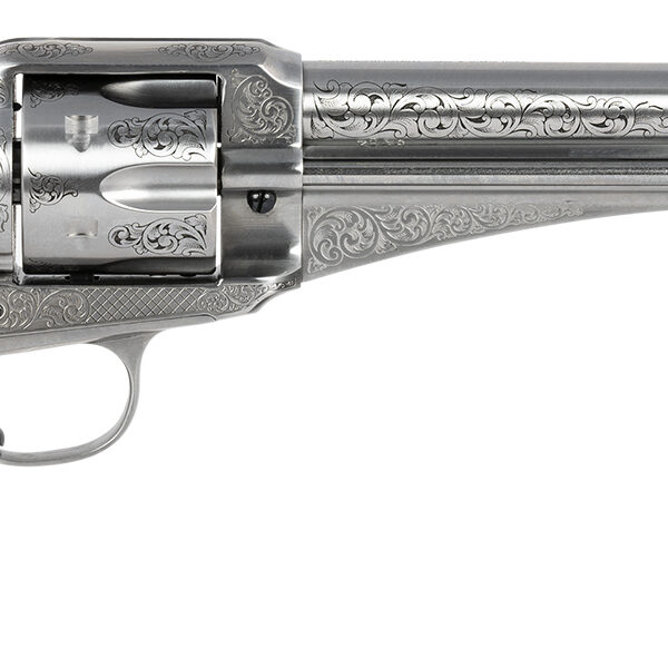 Taylors & Company 550389 1875 Army Outlaw 45 Colt (LC) Caliber with 7.50″ Barrel, 6rd Capacity Cylinder, Overall White Engraved Finish Steel & Walnut Grip